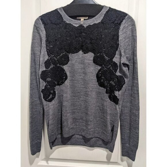 Rebecca Taylor | Lightweight wool blend lace-front sweater - Picture 1 of 9